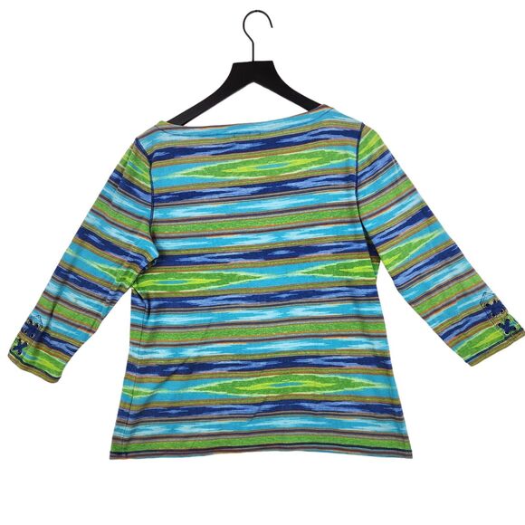 LRL Lauren Jeans Co. Womens Top Large Spring 3/4 Sleeve Coastal Artsy - Picture 2 of 7